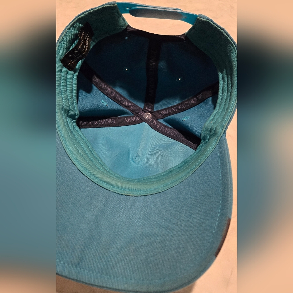 Armani Exchange Teal Adjustable Cap With Matte Black Details - Picture 3 of 4